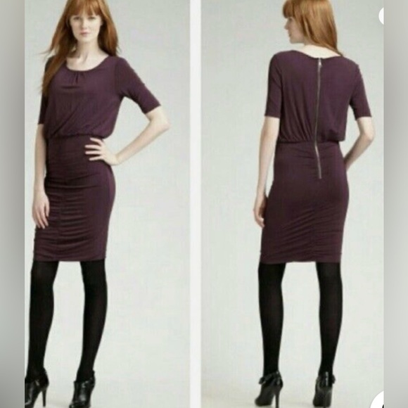 Burberry London Ruched Plum Dress- Size Medium - Picture 1 of 14